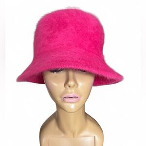 Vintage DNY Fuzzy Hot Pink Bucket Hat